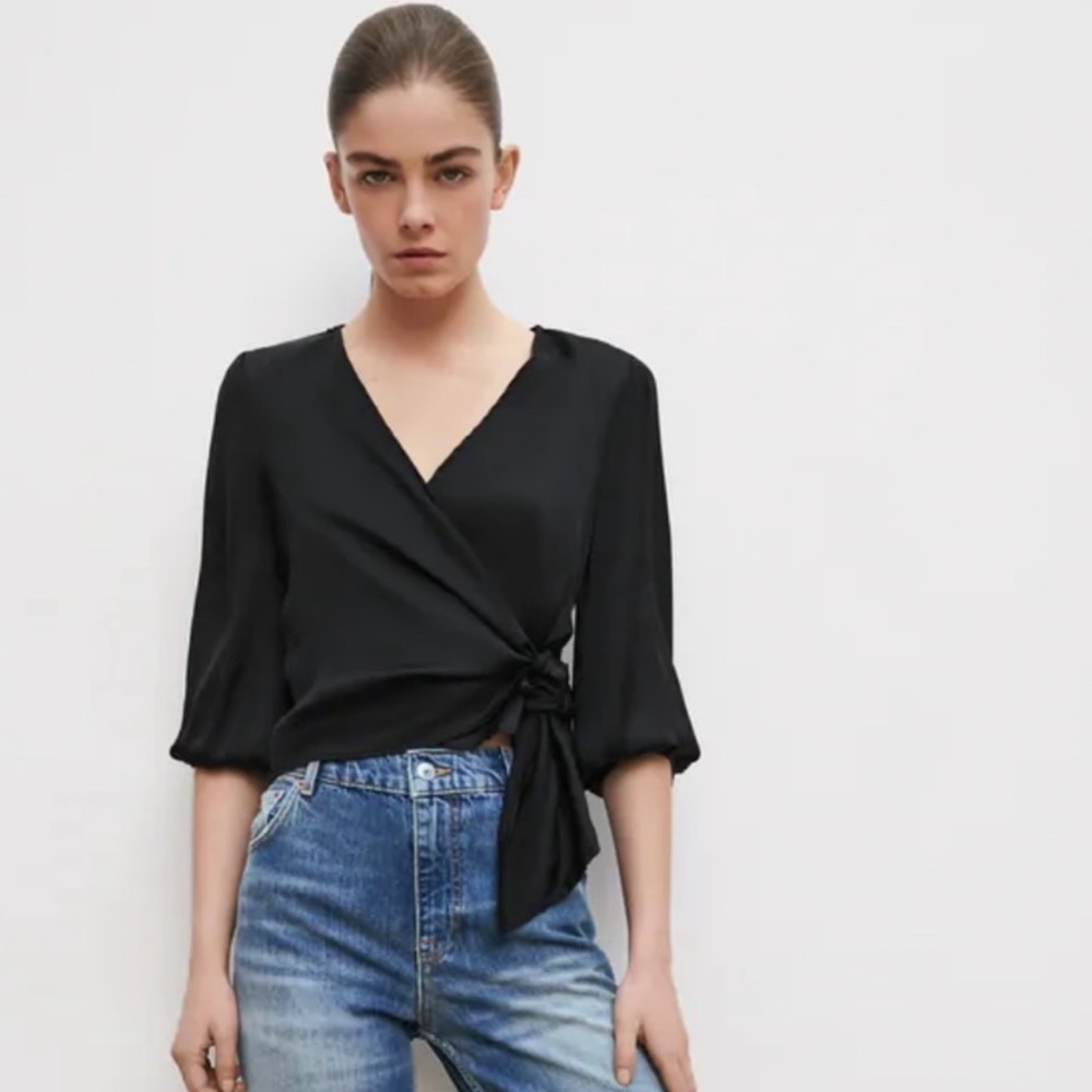 Zara Satin Effect Wrap Blouse - Picture 1 of 9